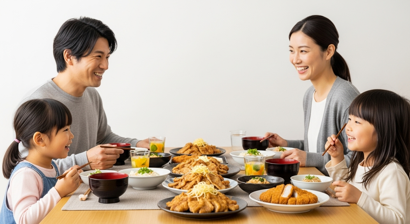 キッチンカウンターに置かれた新鮮な大根を切り分けている日本人女性の手元