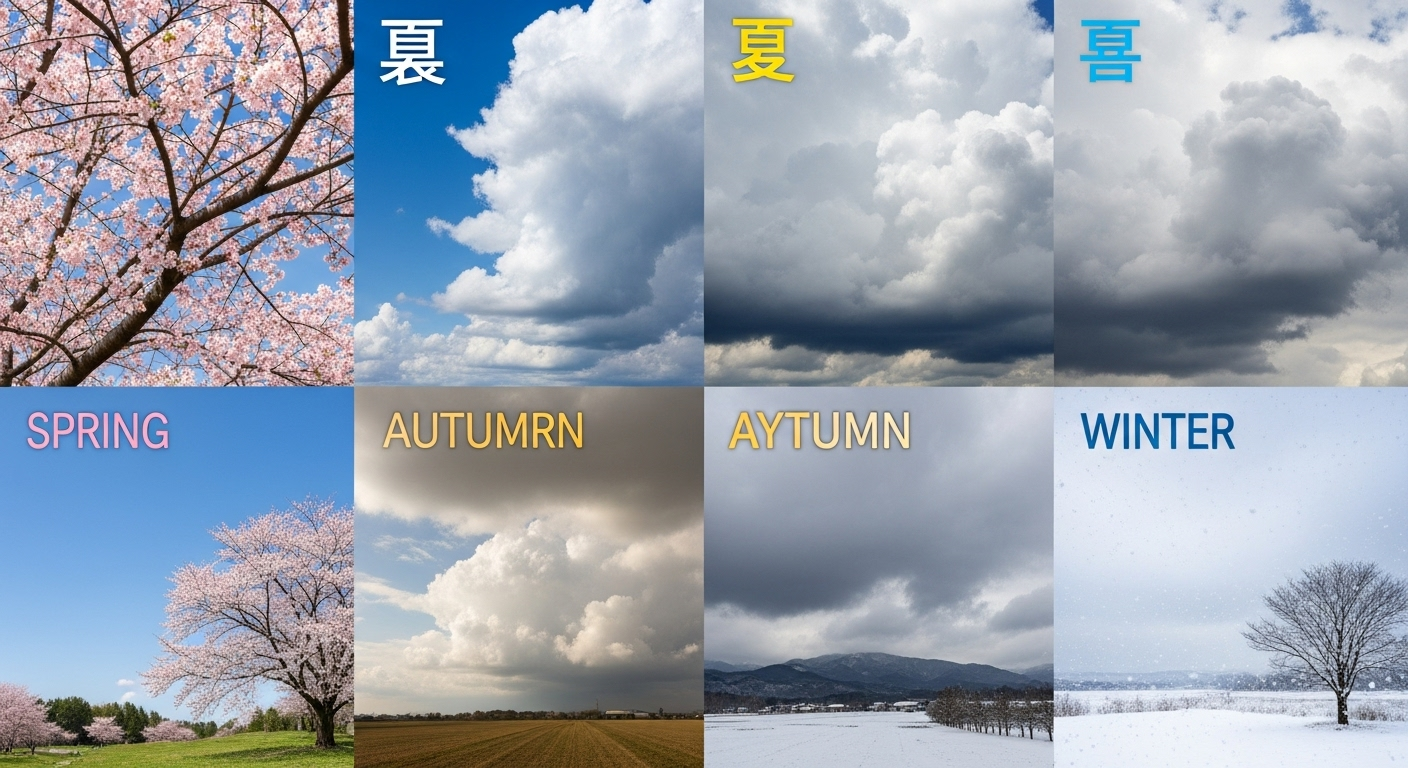 四季を表現した日本の風景が4分割で表示されている構図