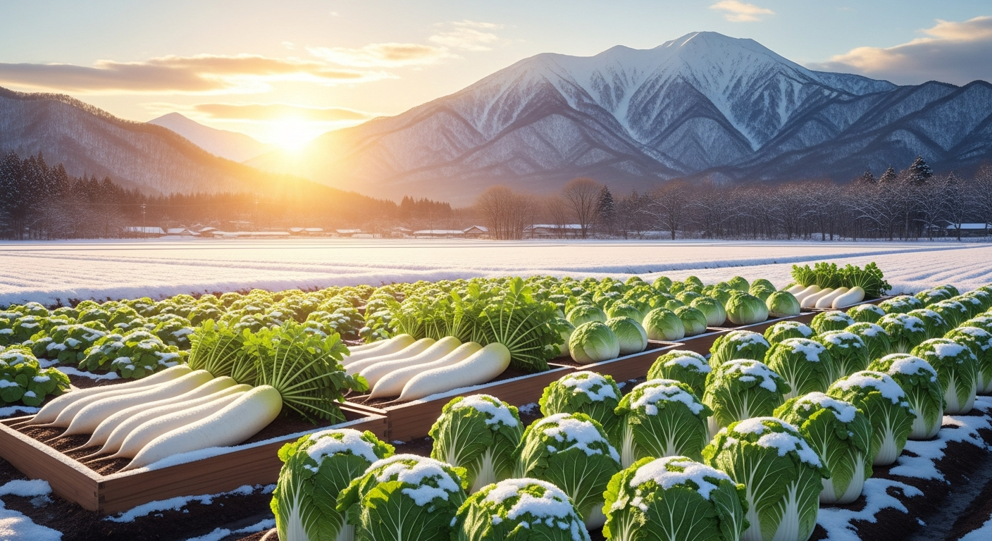 美しい冬の二十四節気を表現した日本の風景。