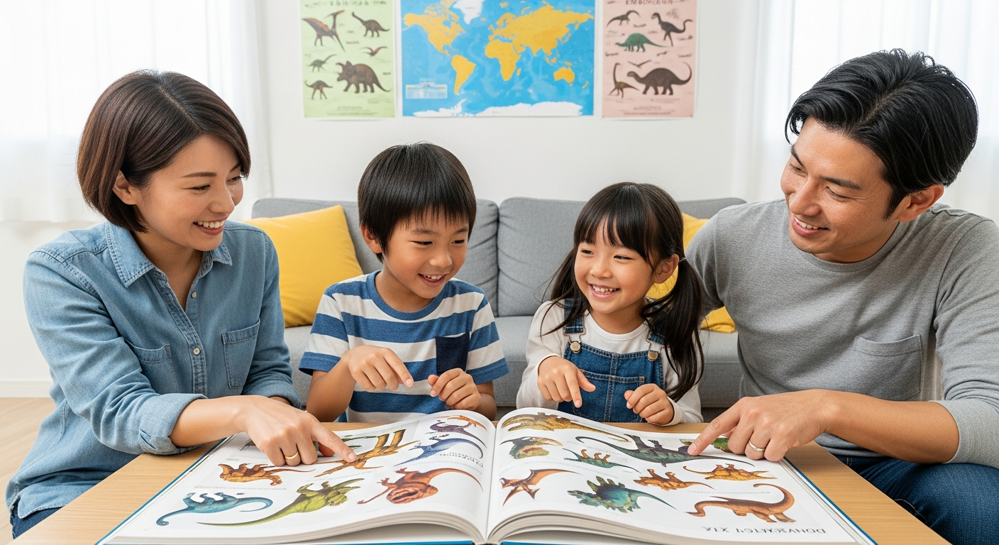 カラフルで明るい色調のイラスト。